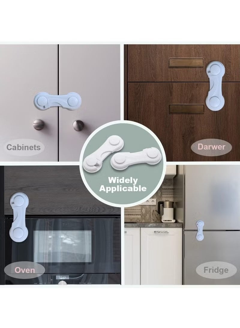 Beauenty Cabinet Door Locks for Baby Proofing and Child Safety, 4 Pack Childproof Cabinet Locks with Adhesive for Drawer Cupboards Fridge Closet and Pantry, Child Proof Latch for Protecting Kids (White-4PCS) - Image 5